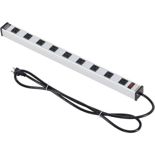 Global Industrial 25 9 Outlet Aluminum Power Strip with 6-ft Cord ETL/cETL 500885